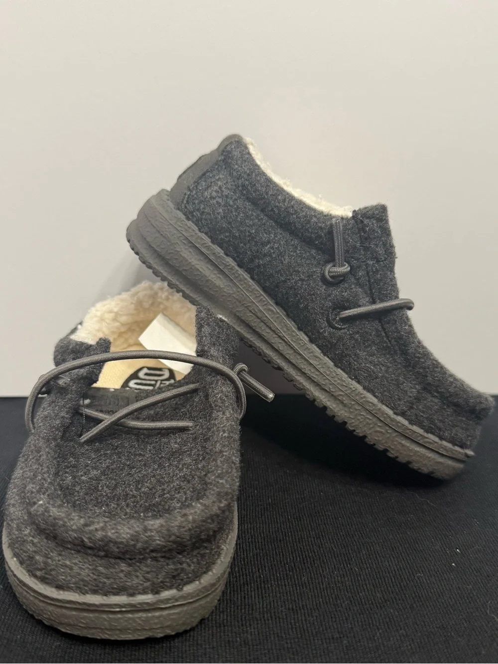 Hey Dude Toddler’s Charcoal Gray Fleece-Lined Slip-On Loafers
